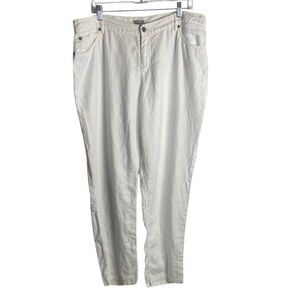 J Jill Size 16 Pure Linen White Pants Tapered Mid Rise Costal Mature Casual